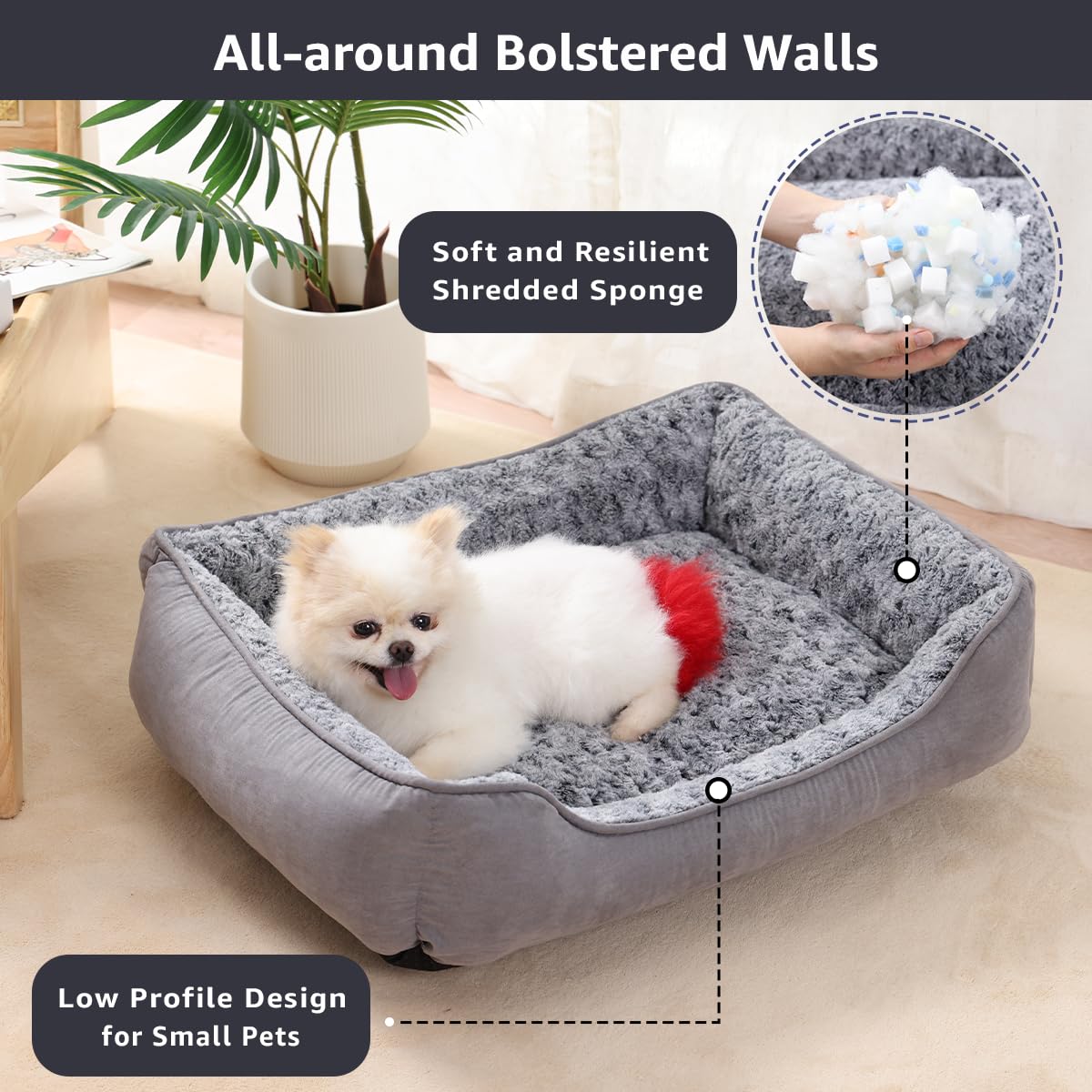 Small Dog Bed - Washable Plush