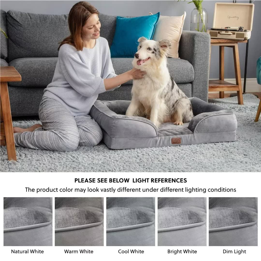Gudreva Large Orthopedic Dog Bed Sofa - Washable, U-Shape Bolster, Waterproof
