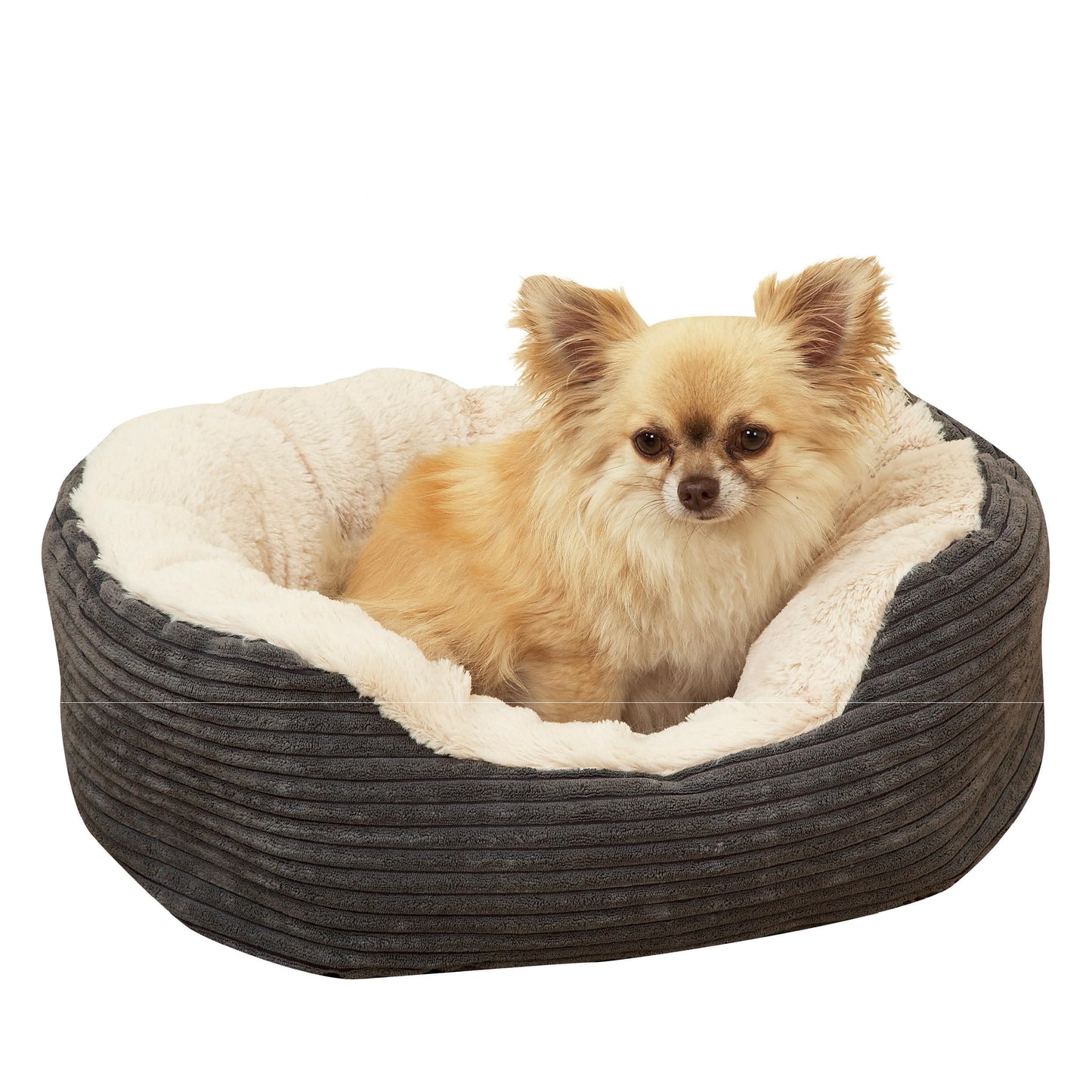 Gudreva Jumbo Cord Plush Dog Bed - Washable Oval Cushion, Non-Slip Base