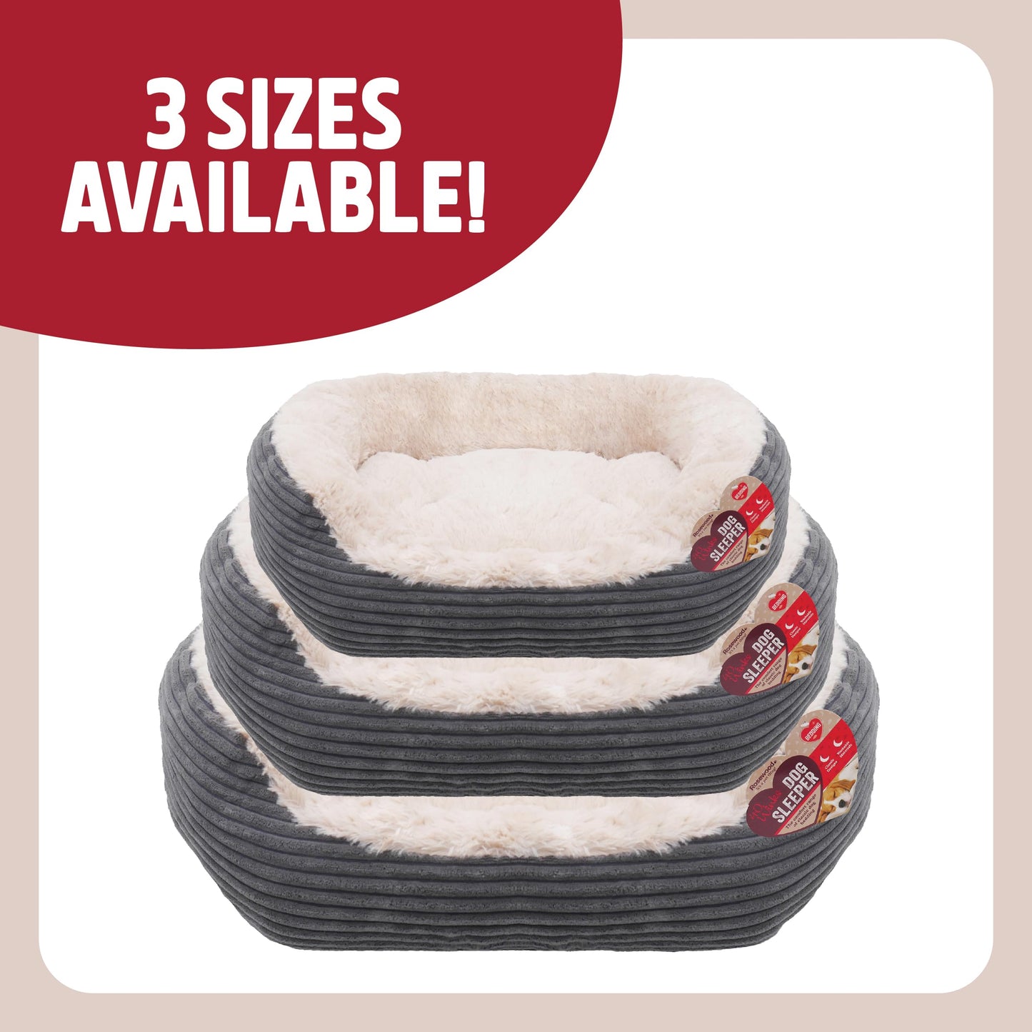 Gudreva Jumbo Cord Plush Dog Bed - Washable Oval Cushion, Non-Slip Base