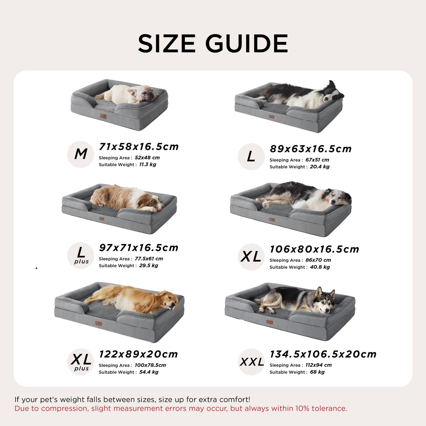 Gudreva Large Orthopedic Dog Bed Sofa - Washable, U-Shape Bolster, Waterproof