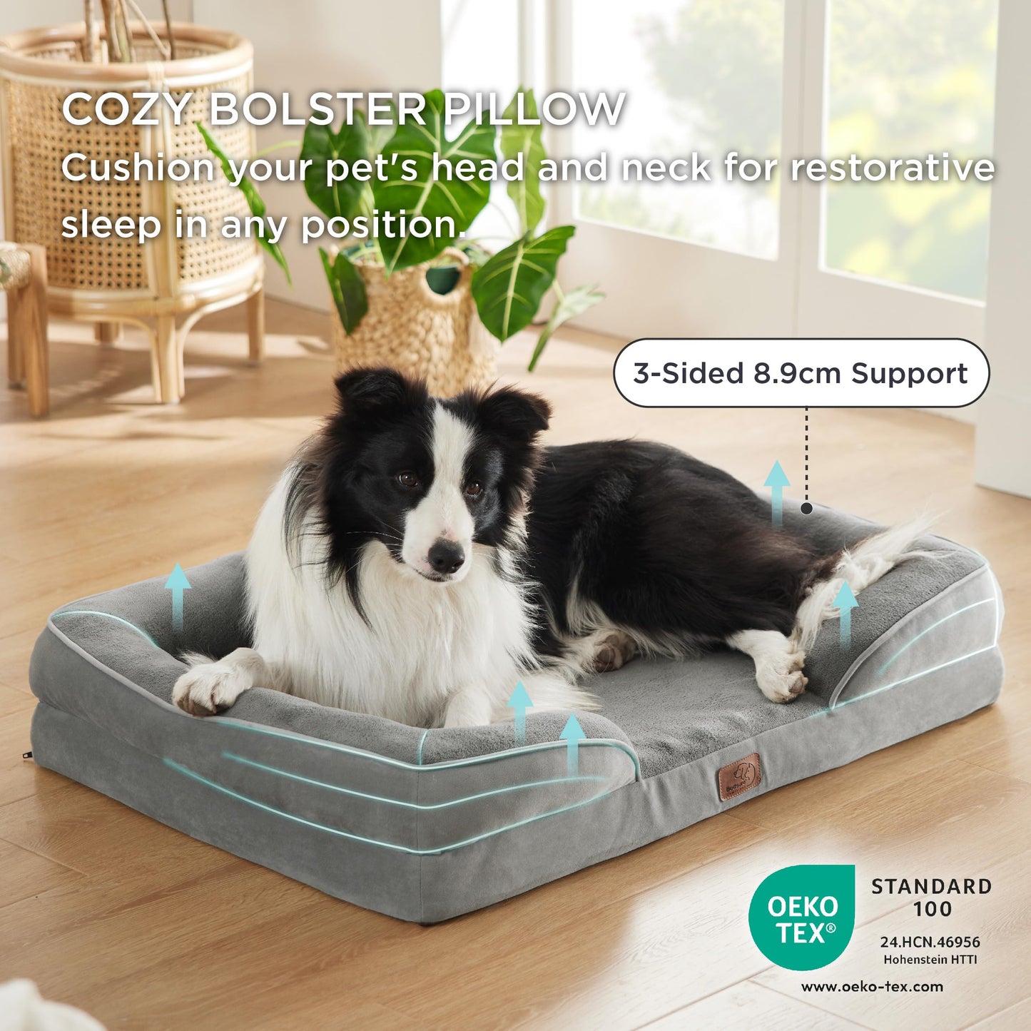 Gudreva Large Orthopedic Dog Bed Sofa - Washable, U-Shape Bolster, Waterproof