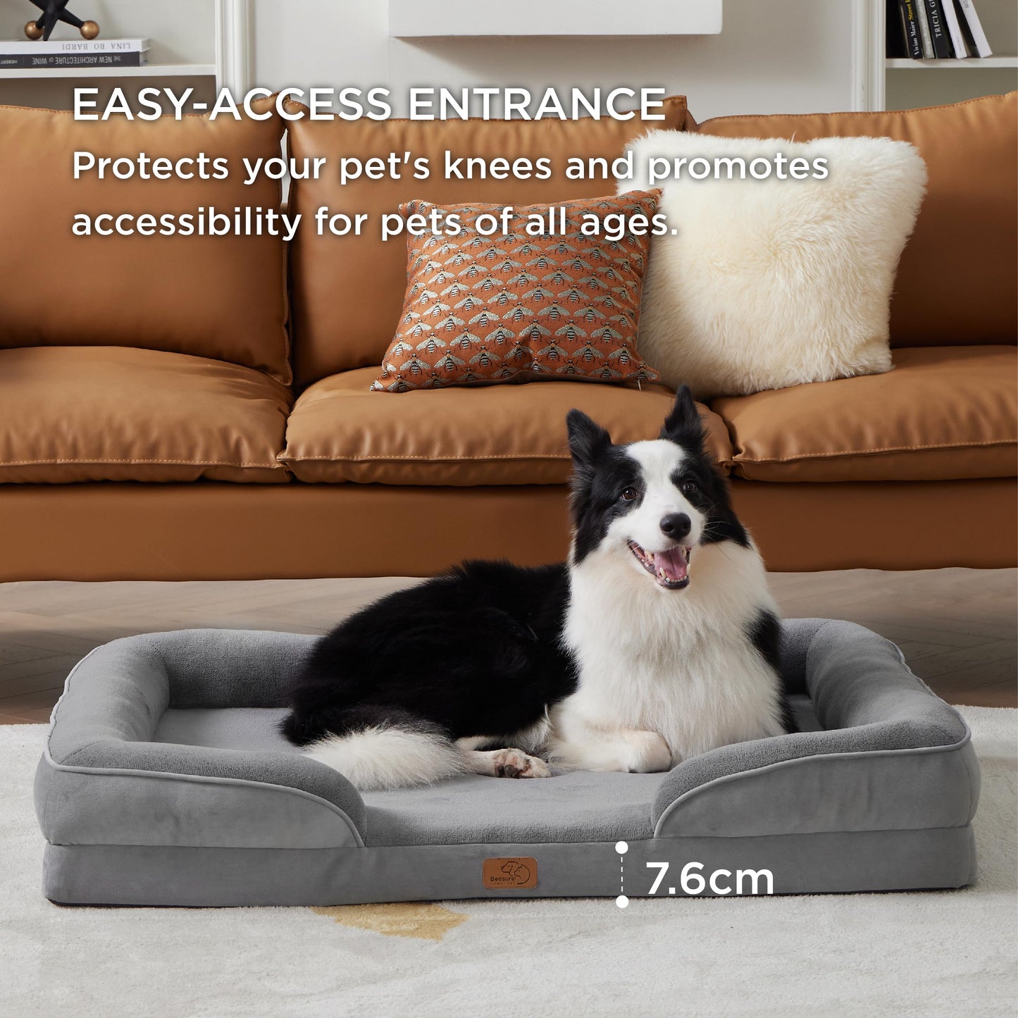 Gudreva Large Orthopedic Dog Bed Sofa - Washable, U-Shape Bolster, Waterproof