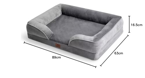Gudreva Large Orthopedic Dog Bed Sofa - Washable, U-Shape Bolster, Waterproof