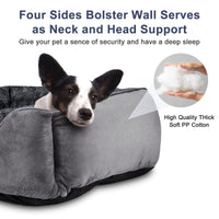 Gudreva Medium Dog Bed - Washable Plush, Non-Slip, Grey - Small, Medium, Large