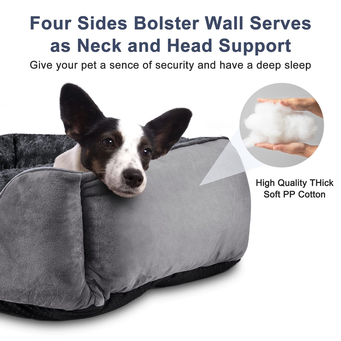 Gudreva Medium Dog Bed - Washable Plush, Non-Slip, Grey - Small, Medium, Large