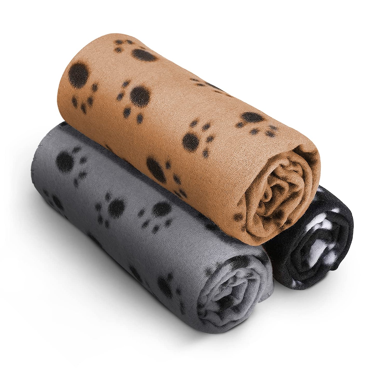 Gudreva 3-Pack Pet Blankets - Soft, Washable Flannel Fleece for Dogs, Cats, & Small Pets