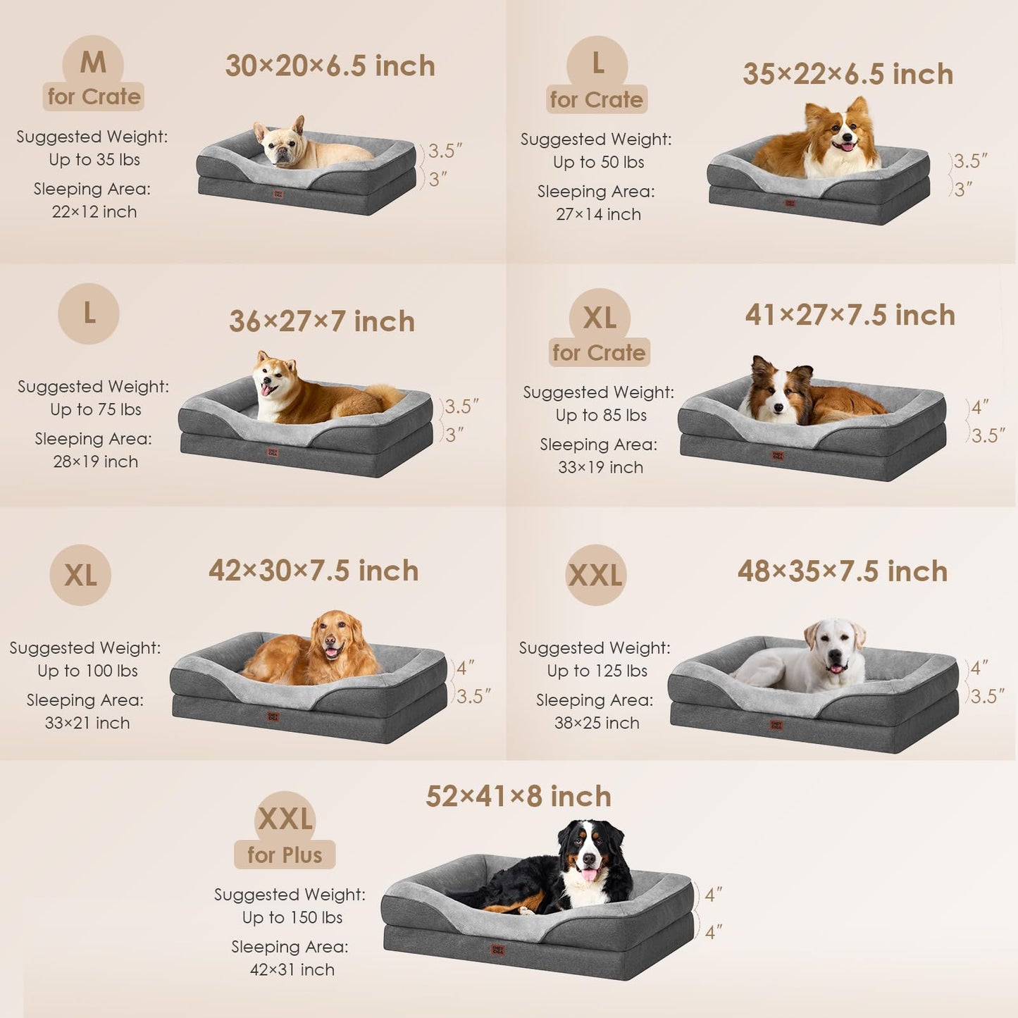 Gudreva Memory Foam Dog Bed - Orthopedic, Waterproof