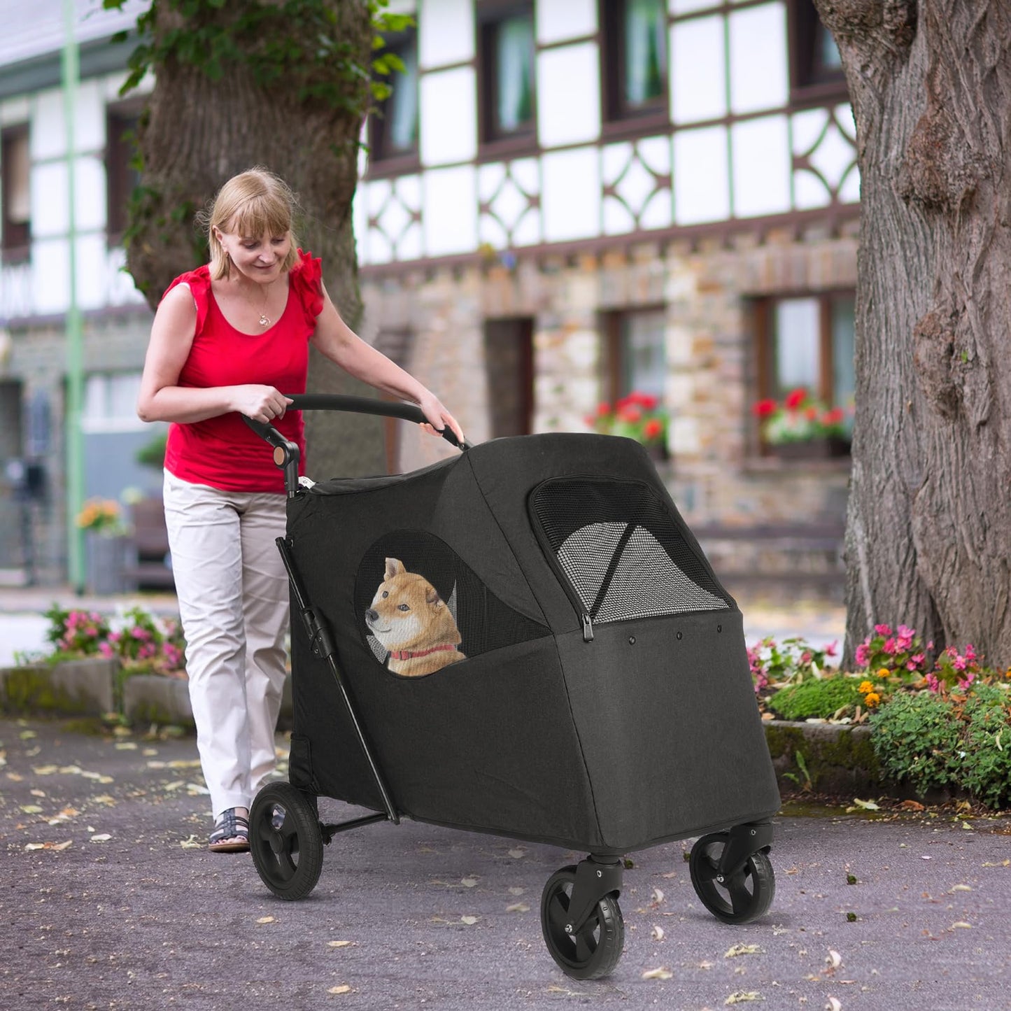 Gudreva Large-Sized Foldable Dog Stroller