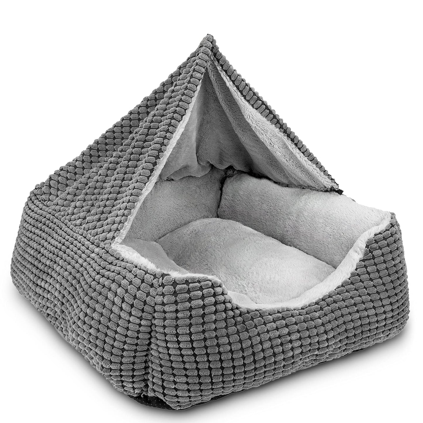 Gudreva Hooded Dog Bed - Warm Pet Cave, Washable, Fits Dogs Up to 60lbs
