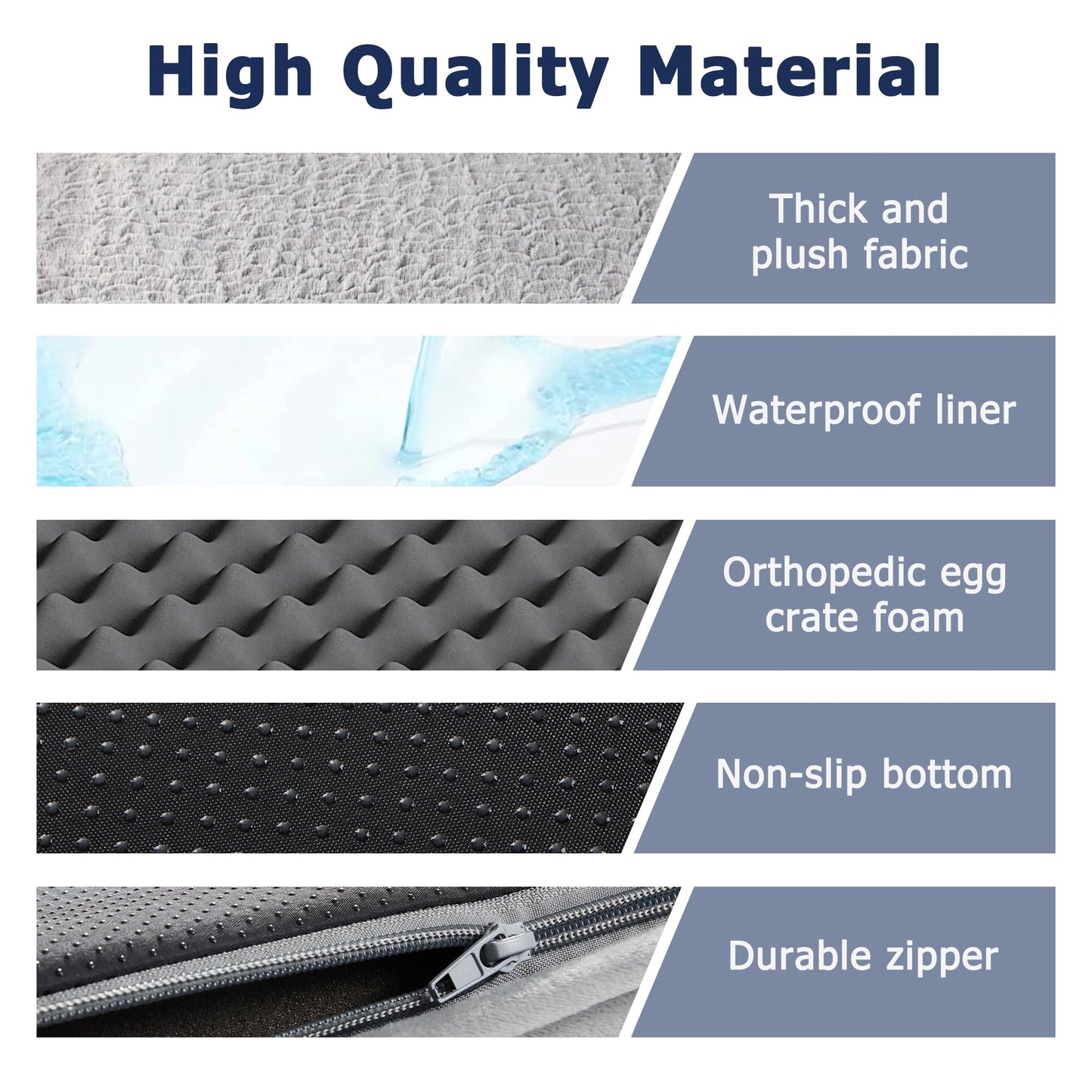 Gudreva Large Orthopedic Dog Bed - U-Shape Bolster, Washable Cover, Waterproof