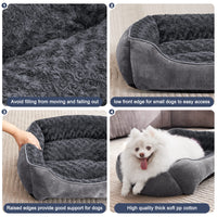 Gudreva Medium Dog Bed - Washable Plush, Non-Slip, Grey - Small, Medium, Large